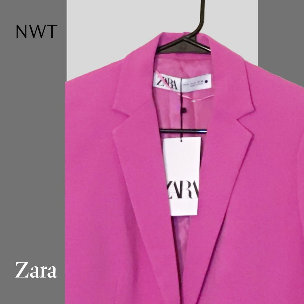 NWT ZARA Dark Pink Fuschia Blazer, Sz S - Picture 3 of 4